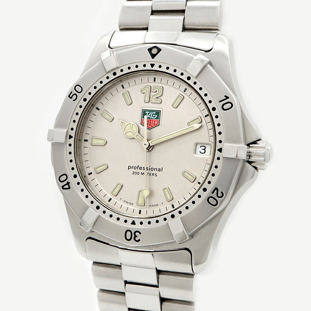 電池交換済 TAG Heuer タグホイヤー プロフェッショナル 2000シリーズ WK1112 デイト 200m防水 シルバー SS ステンレス メンズ クォーツ【6ヶ月保証】【腕時計】【中古】