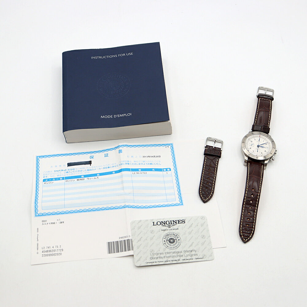 内部点検済 LONGINES ロンジン ヘリテージ ウィームス クロノグラフ L2.741.4 デイト 30m防水 シルバー SS ステンレス 純正尾錠 純正ベルト メンズ 自動巻き【6ヶ月保証】【腕時計】【中古】