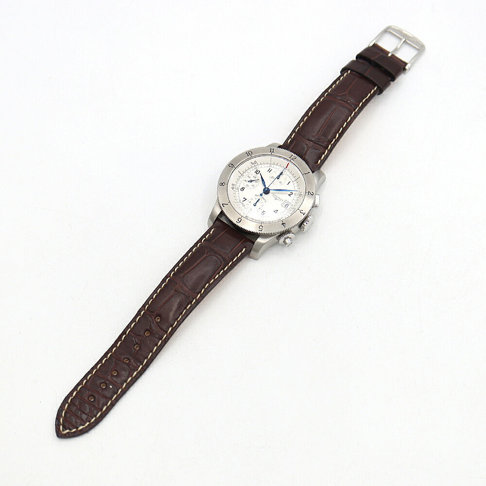 内部点検済 LONGINES ロンジン ヘリテージ ウィームス クロノグラフ L2.741.4 デイト 30m防水 シルバー SS ステンレス 純正尾錠 純正ベルト メンズ 自動巻き【6ヶ月保証】【腕時計】【中古】