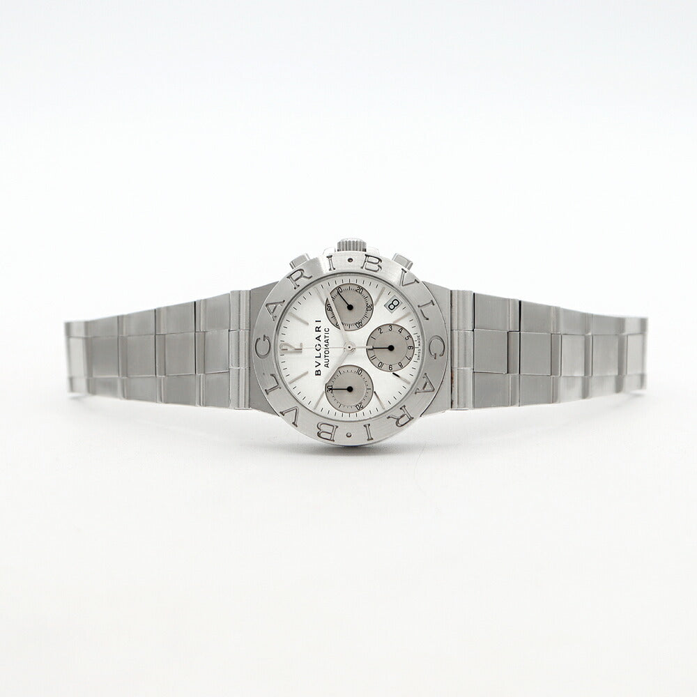 内部点検済 BVLGARI ブルガリ ディアゴノ スポーツ クロノグラフ CH35S デイト 30m防水 白 ホワイト SS ステンレス メンズ 自動巻き【6ヶ月保証】【腕時計】【中古】