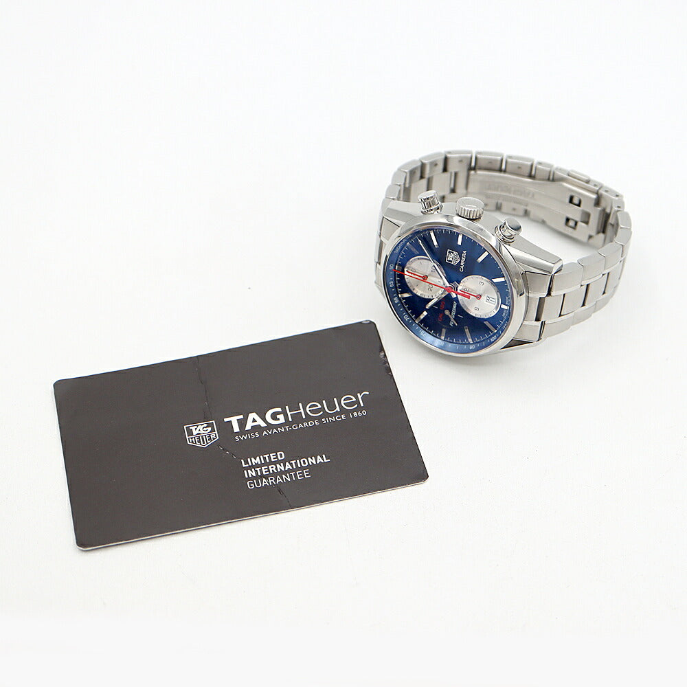 内部点検済 TAG Heuer タグホイヤー カレラ キャリバー1887 クロノグラフ 富士スピードウェイ 日本400本限定 CAR211B BA0724 デイト 100m防水 裏スケ 青 ブルー SS ステンレス メンズ 自動巻き【6ヶ月保証】【腕時計】【中古】