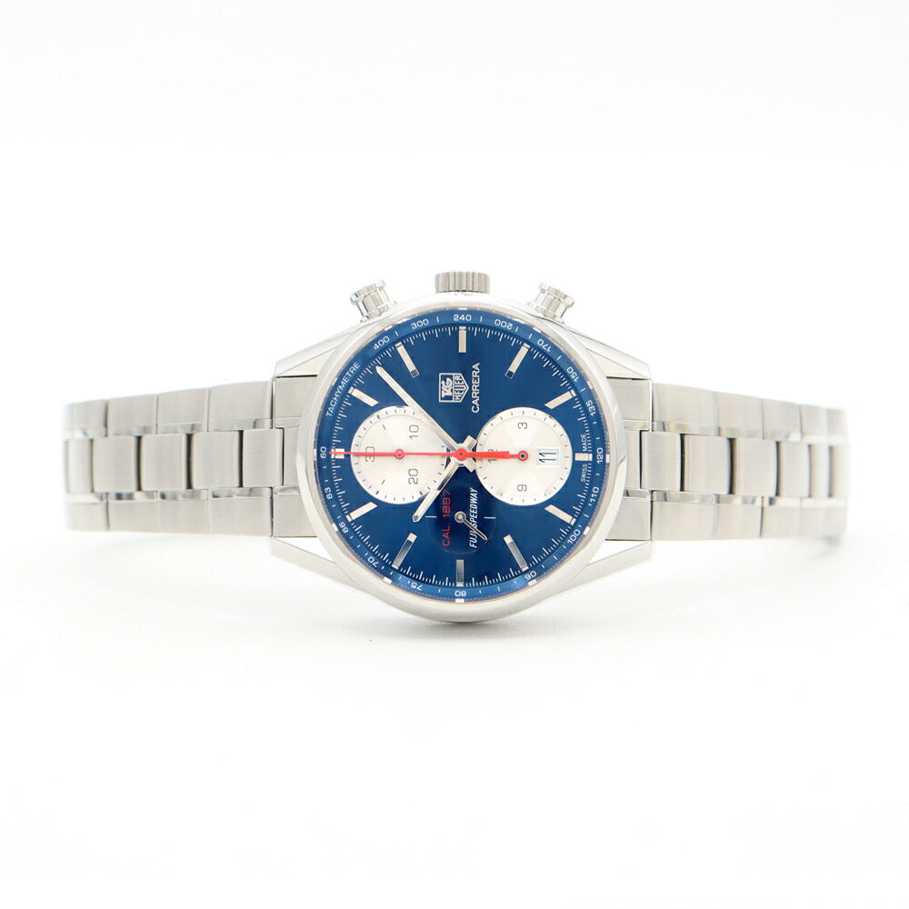 内部点検済 TAG Heuer タグホイヤー カレラ キャリバー1887 クロノグラフ 富士スピードウェイ 日本400本限定 CAR211B BA0724 デイト 100m防水 裏スケ 青 ブルー SS ステンレス メンズ 自動巻き【6ヶ月保証】【腕時計】【中古】