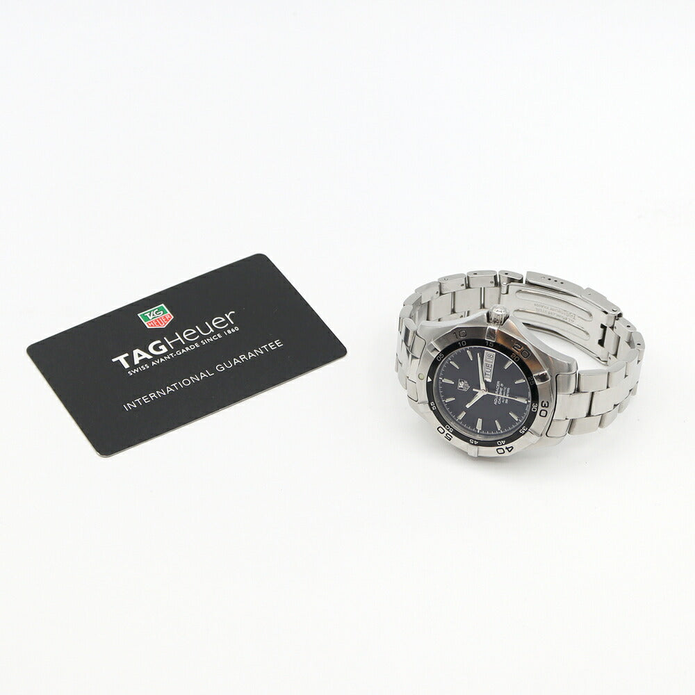 TAG Heuer タグホイヤー アクアレーサー キャリバー5 デイデイト WAF2010 BA0818 300m防水 黒 ブラック SS ステンレス メンズ 自動巻き【6ヶ月保証】【腕時計】【中古】
