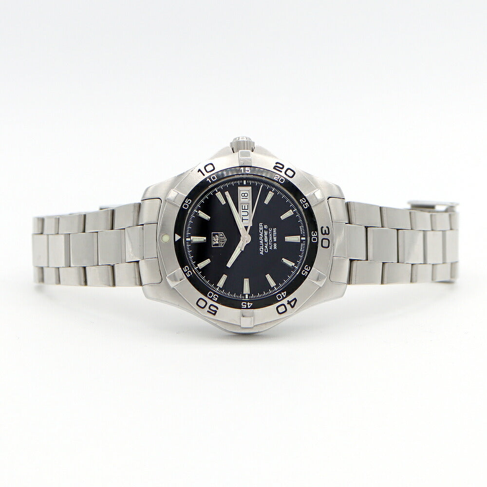 TAG Heuer タグホイヤー アクアレーサー キャリバー5 デイデイト WAF2010 BA0818 300m防水 黒 ブラック SS ステンレス メンズ 自動巻き【6ヶ月保証】【腕時計】【中古】