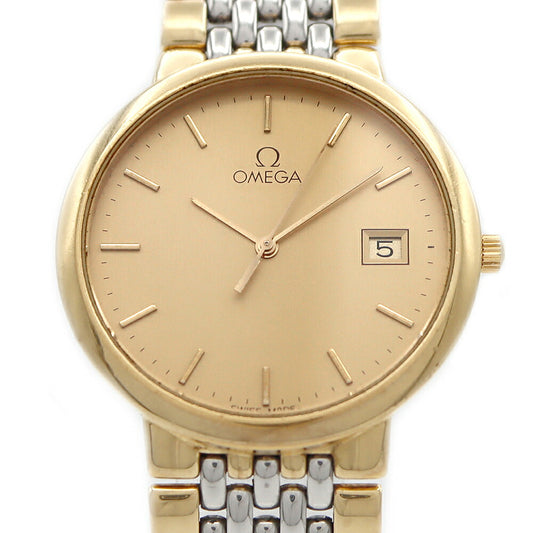電池交換済 OMEGA オメガ DeVille デビル Cal.1430 デイト 30m防水 ゴールド SS ステンレス YGP イエローゴールド メンズ クォーツ デヴィル【6ヶ月保証】【腕時計】【中古】