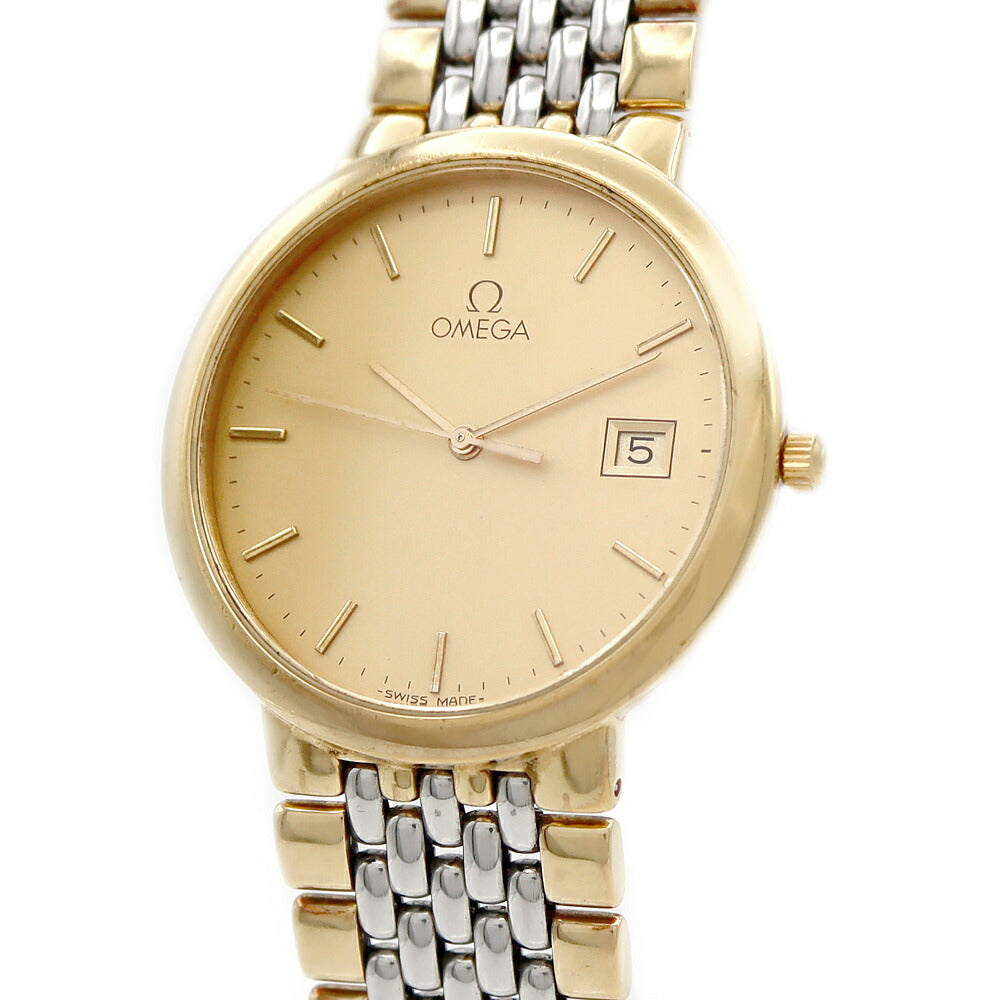 電池交換済 OMEGA オメガ DeVille デビル Cal.1430 デイト 30m防水 ゴールド SS ステンレス YGP イエローゴールド メンズ クォーツ デヴィル【6ヶ月保証】【腕時計】【中古】