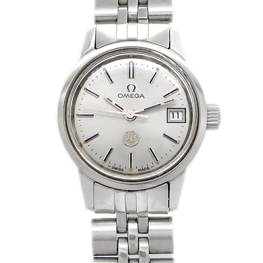 OMEGA DeVille USS 566.0045 Cal.683 17 Stone Date Silver SS Stainless Steel Ladies Manual Winding Antique Vintage DeVille [Watch] [Used]