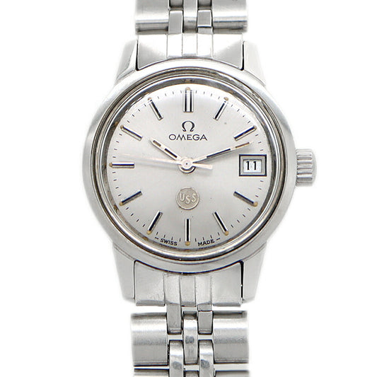OMEGA オメガ DeVille デビル USS 566.0045 Cal.683 17石 デイト シルバー SS ステンレス レディース 手巻き アンティーク ヴィンテージ デヴィル【腕時計】【中古】