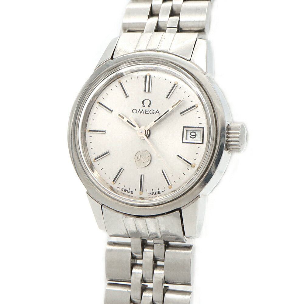OMEGA DeVille USS 566.0045 Cal.683 17 Stone Date Silver SS Stainless Steel Ladies Manual Winding Antique Vintage DeVille [Watch] [Used]