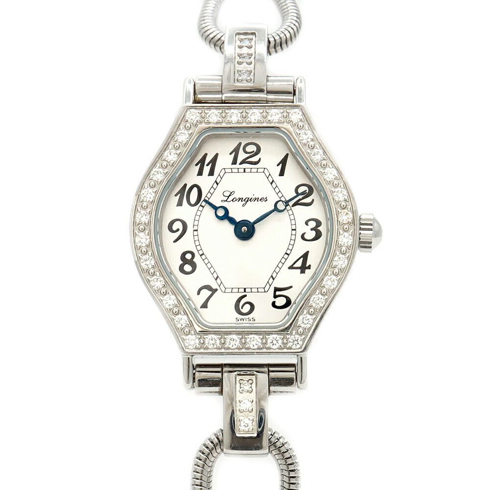 電池交換済 LONGINES ロンジン レ ラヴィソント L5.184.0 ダイヤベゼル ラグダイヤ ダイヤモンド シルバー SS ステンレス 純正尾錠 レディース クォーツ【6ヶ月保証】【腕時計】【中古】