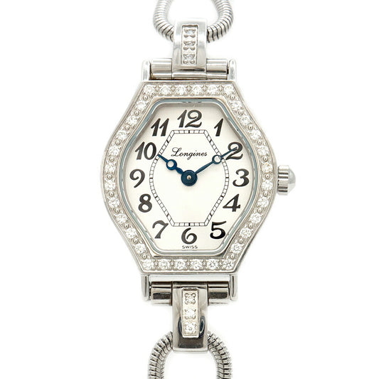 電池交換済 LONGINES ロンジン レ ラヴィソント L5.184.0 ダイヤベゼル ラグダイヤ ダイヤモンド シルバー SS ステンレス 純正尾錠 レディース クォーツ【6ヶ月保証】【腕時計】【中古】