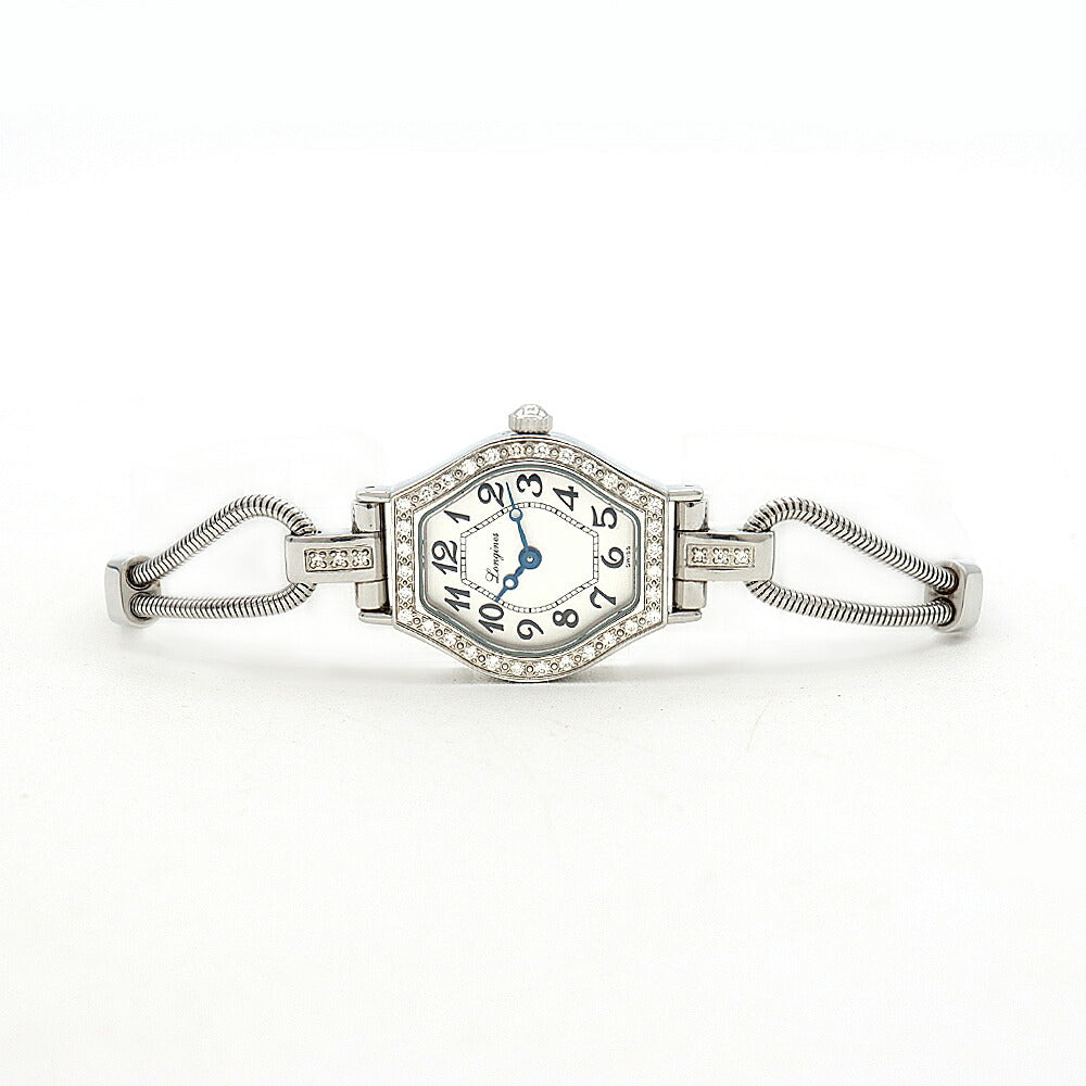 電池交換済 LONGINES ロンジン レ ラヴィソント L5.184.0 ダイヤベゼル ラグダイヤ ダイヤモンド シルバー SS ステンレス 純正尾錠 レディース クォーツ【6ヶ月保証】【腕時計】【中古】