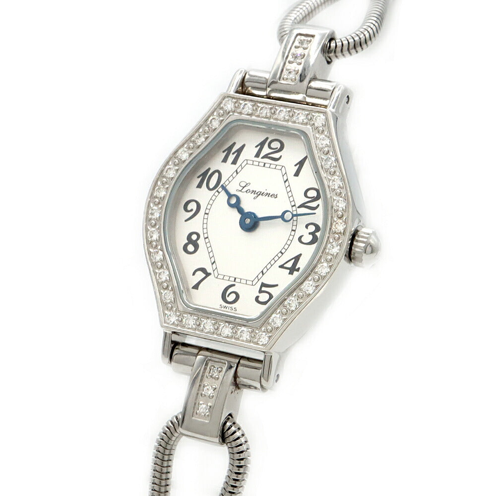 電池交換済 LONGINES ロンジン レ ラヴィソント L5.184.0 ダイヤベゼル ラグダイヤ ダイヤモンド シルバー SS ステンレス 純正尾錠 レディース クォーツ【6ヶ月保証】【腕時計】【中古】