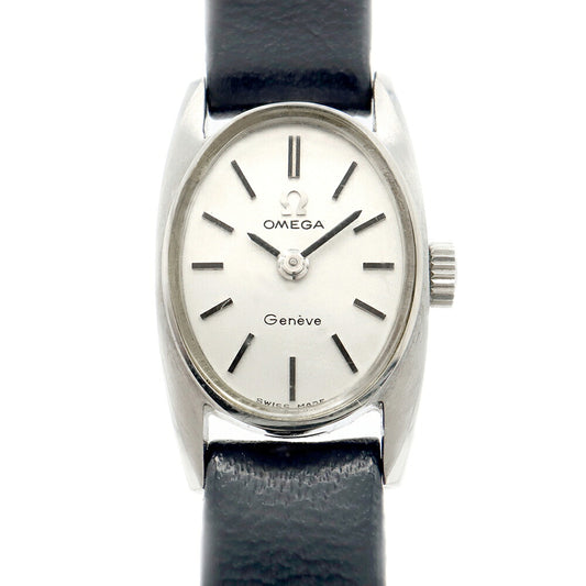 内部点検済 OMEGA オメガ Geneve ジュネーブ 511.756 Cal.485 17石 シルバー SS ステンレス 純正ベルト 純正尾錠 レディース 手巻き アンティーク ヴィンテージ【腕時計】【中古】