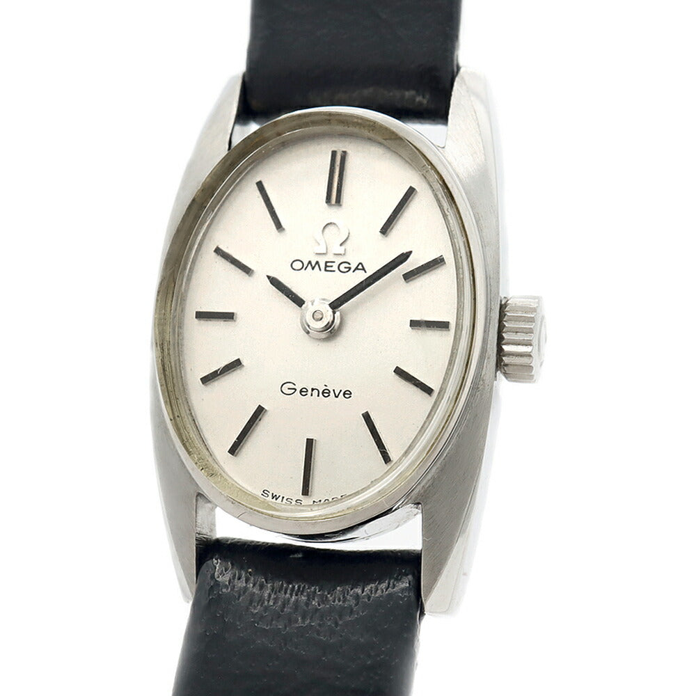 内部点検済 OMEGA オメガ Geneve ジュネーブ 511.756 Cal.485 17石 シルバー SS ステンレス 純正ベルト 純正尾錠 レディース 手巻き アンティーク ヴィンテージ【腕時計】【中古】