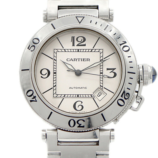 Cartier Pasha Seatimer W31080M7 Date 100m Water Resistant Silver SS Stainless Steel Men's Automatic Winding [6 Month Warranty] [Watch] [Used]