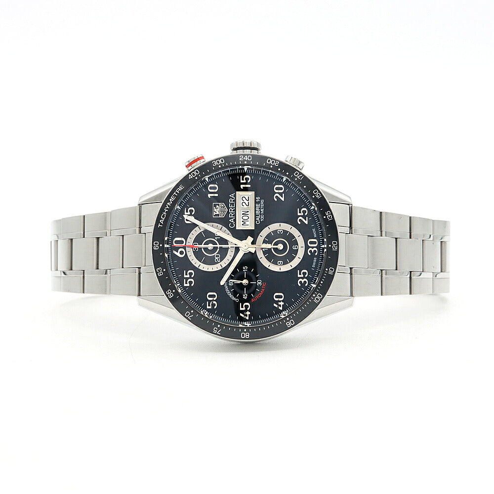 TAG Heuer タグホイヤー カレラ キャリバー16 クロノグラフ CV2A10 BA0796 デイデイト 裏スケ 100m防水 黒 ブラック SS ステンレス メンズ 自動巻き【6ヶ月保証】【腕時計】【中古】
