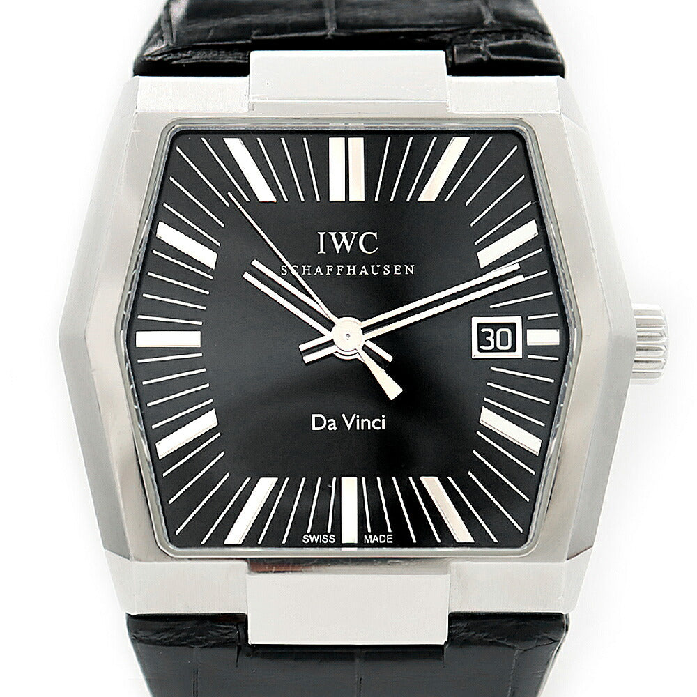IWC インターナショナルウォッチカンパニー ヴィンテージ ダヴィンチ IW546101 デイト 黒 ブラック SS ステンレス 純正尾錠 純正ベルト メンズ 自動巻き【6ヶ月保証】【腕時計】【中古】
