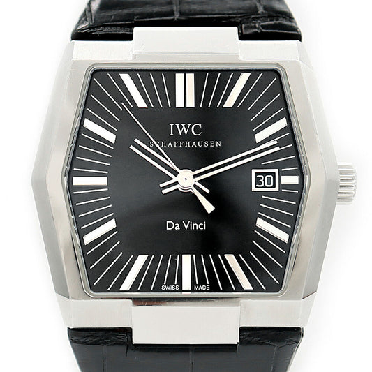 IWC インターナショナルウォッチカンパニー ヴィンテージ ダヴィンチ IW546101 デイト 黒 ブラック SS ステンレス 純正尾錠 純正ベルト メンズ 自動巻き【6ヶ月保証】【腕時計】【中古】