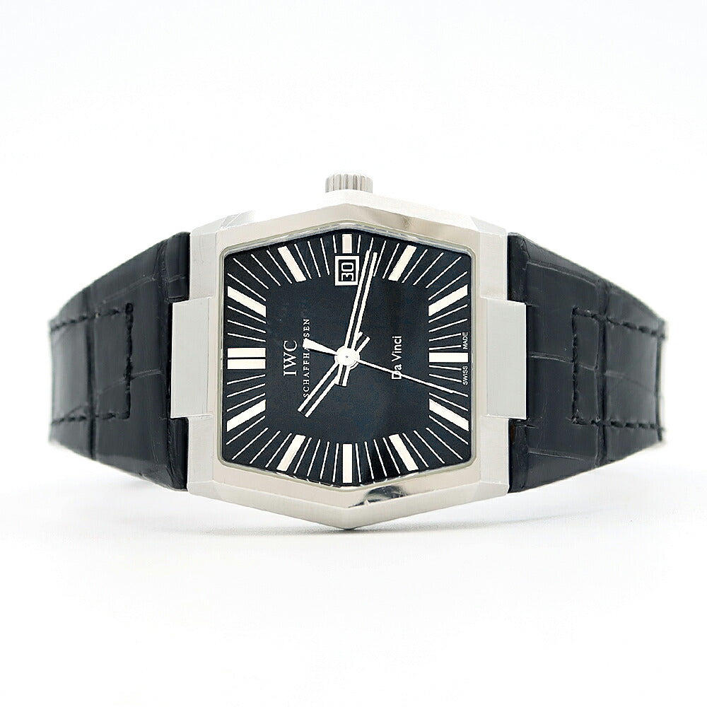 IWC インターナショナルウォッチカンパニー ヴィンテージ ダヴィンチ IW546101 デイト 黒 ブラック SS ステンレス 純正尾錠 純正ベルト メンズ 自動巻き【6ヶ月保証】【腕時計】【中古】