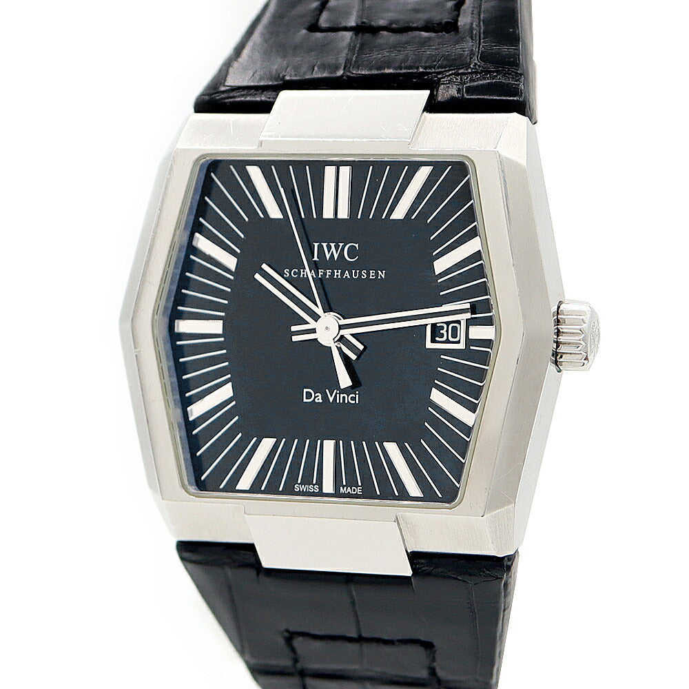 IWC インターナショナルウォッチカンパニー ヴィンテージ ダヴィンチ IW546101 デイト 黒 ブラック SS ステンレス 純正尾錠 純正ベルト メンズ 自動巻き【6ヶ月保証】【腕時計】【中古】