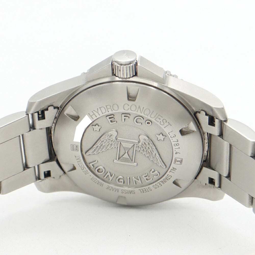 LONGINES ロンジン ハイドロコンクエスト L3.781.4 デイト 300m防水 青 ブルー SS ステンレス CE セラミック メンズ 自動巻き【6ヶ月保証】【腕時計】【中古】