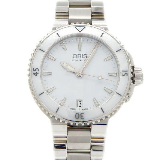 Internally inspected ORIS Aquis Date 01 733 7652 4156 Back Skelton 300m Waterproof White White SS Stainless Steel CE Ceramic Men Women Boys Automatic Winding [6 Month Warranty] [Watch] [Used]