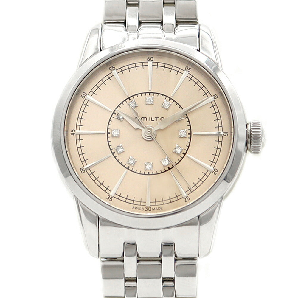 Battery replaced HAMILTON Hamilton Railroad 12P Diamond H403110 Diamond Brown Beige SS Stainless Steel Ladies Quartz [6 Month Warranty] [Watch] [Used]