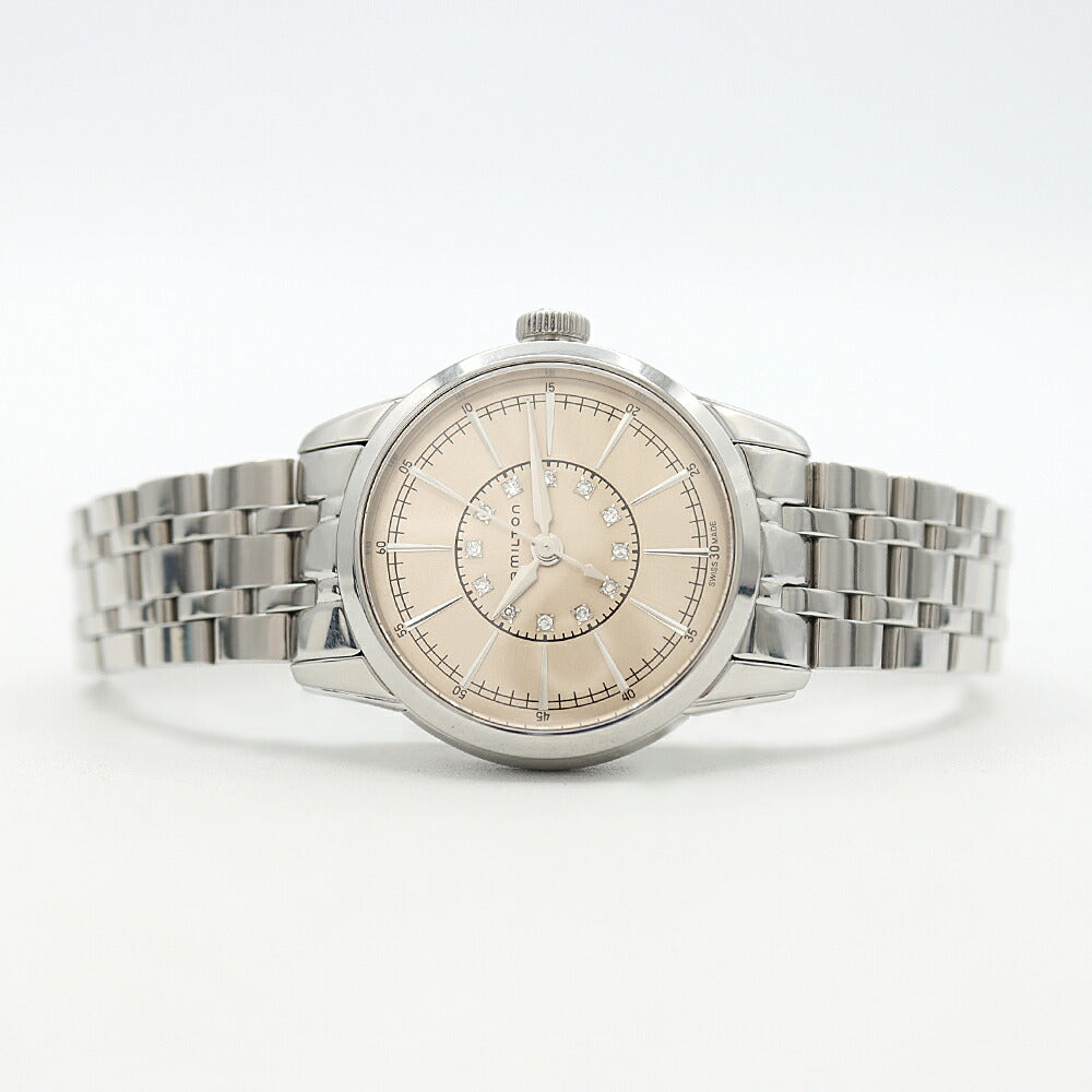 Battery replaced HAMILTON Hamilton Railroad 12P Diamond H403110 Diamond Brown Beige SS Stainless Steel Ladies Quartz [6 Month Warranty] [Watch] [Used]