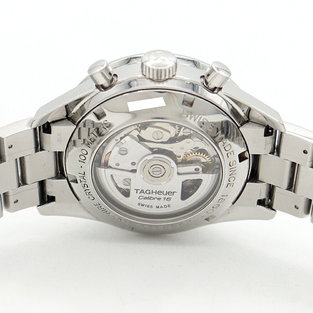 TAG Heuer タグホイヤー カレラ キャリバー16 クロノグラフ CV2010 デイト 100m防水 裏スケ 黒 ブラック SS ステンレス メンズ 自動巻き【6ヶ月保証】【腕時計】【中古】