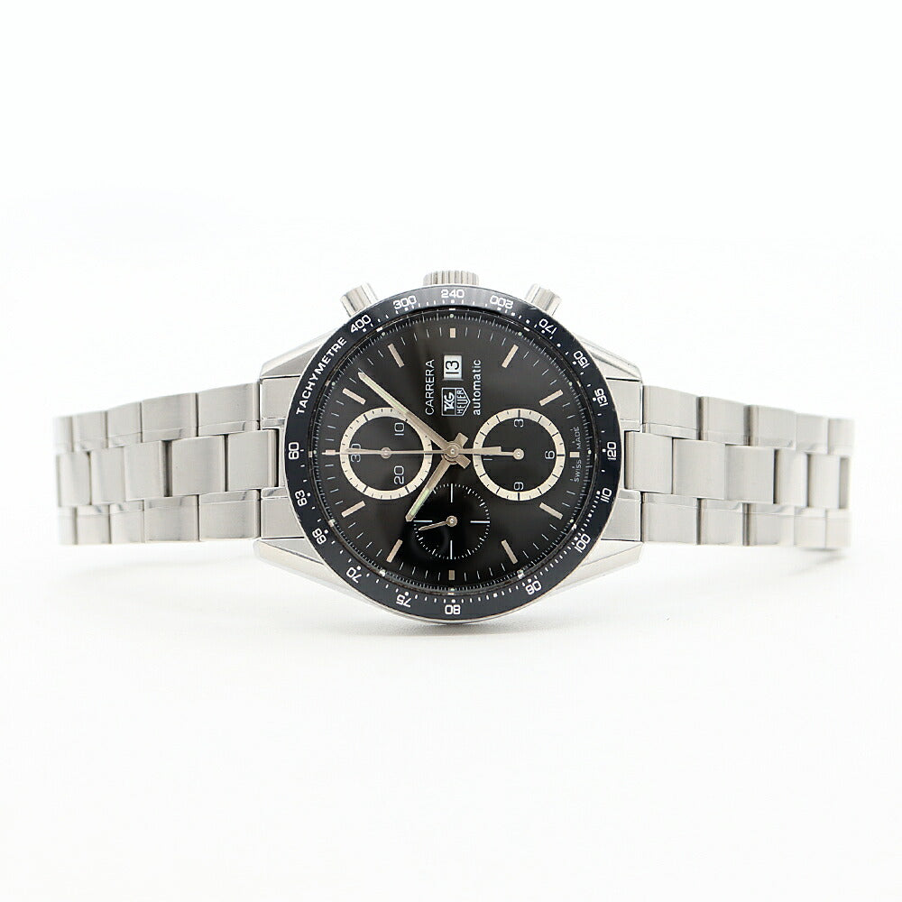 TAG Heuer タグホイヤー カレラ キャリバー16 クロノグラフ CV2010 デイト 100m防水 裏スケ 黒 ブラック SS ステンレス メンズ 自動巻き【6ヶ月保証】【腕時計】【中古】