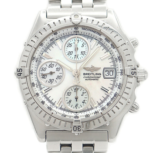 BREITLING ブライトリング クロノマット A13350 クロノグラフ 100m防水 デイト 白 ホワイトシェル SS ステンレス メンズ 自動巻き【6ヶ月保証】【腕時計】【中古】