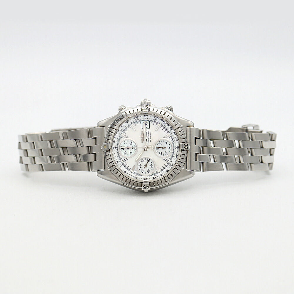 BREITLING ブライトリング クロノマット A13350 クロノグラフ 100m防水 デイト 白 ホワイトシェル SS ステンレス メンズ 自動巻き【6ヶ月保証】【腕時計】【中古】