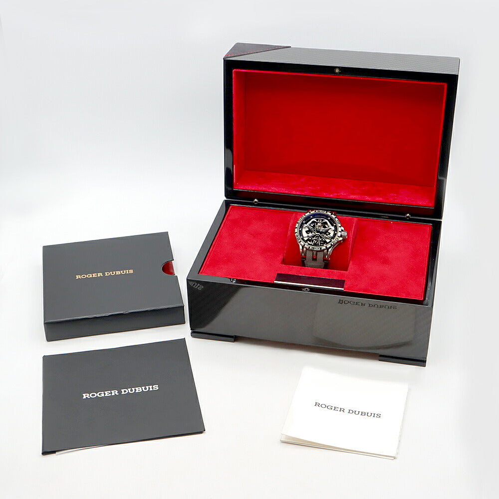 ROGER DUBUIS ロジェデュブイ エクスカリバー スパイダー ウラカン HURACAN モノバランシエ DBEX0748 裏スケ デイト 50m防水 スケルトン Ti チタン 純正ベルト 純正尾錠 メンズ 自動巻き【6ヶ月保証】【腕時計】【中古】
