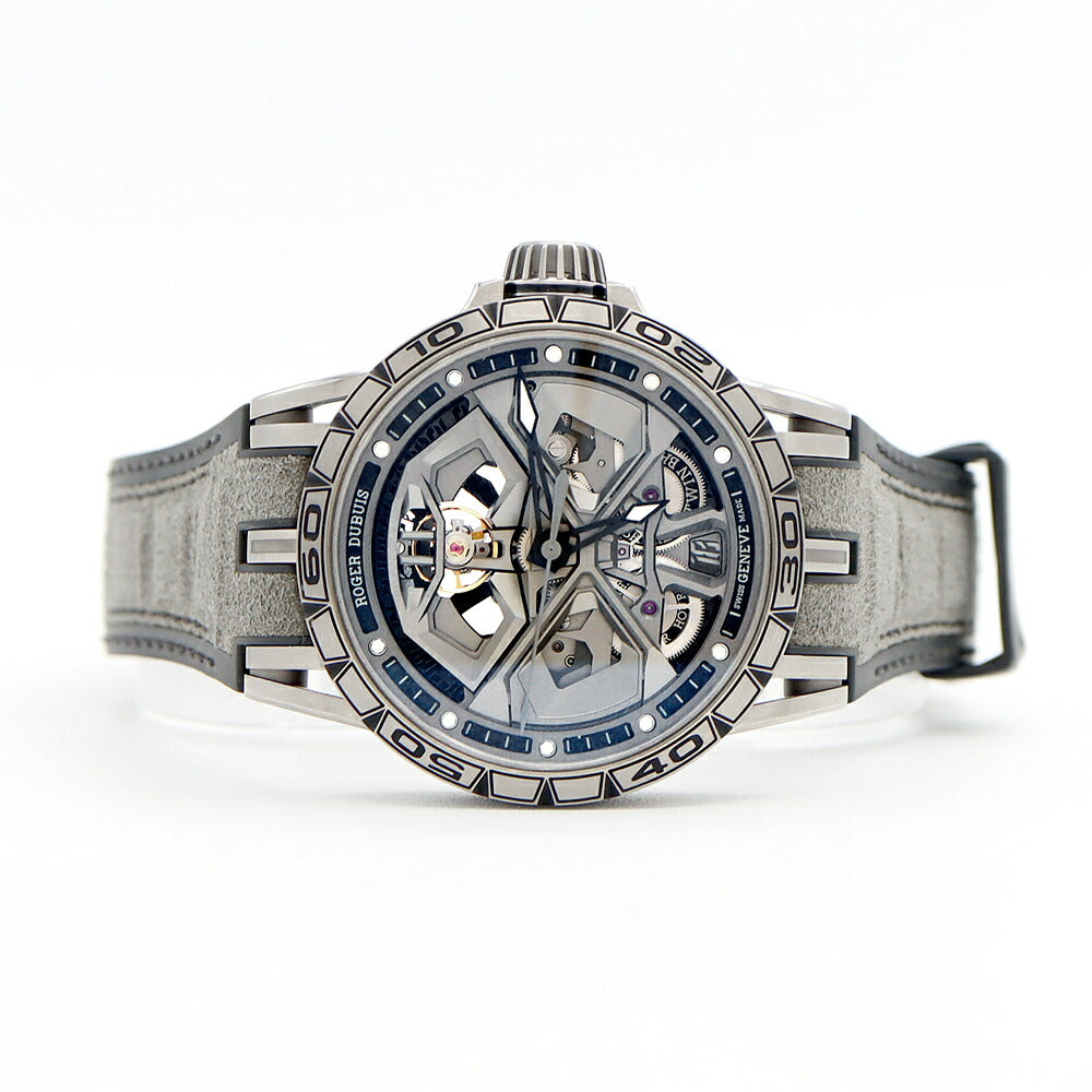 ROGER DUBUIS ロジェデュブイ エクスカリバー スパイダー ウラカン HURACAN モノバランシエ DBEX0748 裏スケ デイト 50m防水 スケルトン Ti チタン 純正ベルト 純正尾錠 メンズ 自動巻き【6ヶ月保証】【腕時計】【中古】