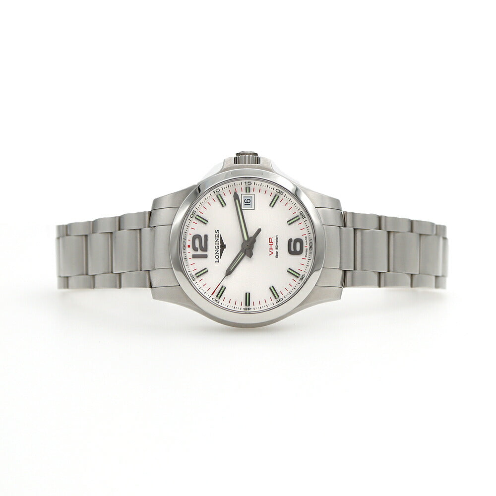 電池交換済 LONGINES ロンジン コンクエスト VHP L3.716.4 デイト 50m防水 シルバー SS ステンレス メンズ クォーツ【6ヶ月保証】【腕時計】【中古】