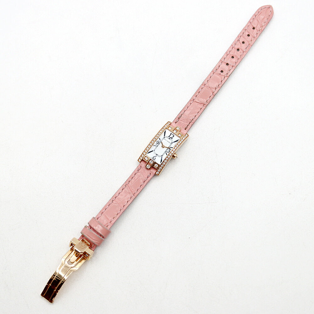 電池交換済 HARRY WINSTON ハリーウィンストン アヴェニュー C ミニ ダイヤベゼル 純正ダイヤモンド 30m防水 白 ホワイトシェル K18RG ローズゴールド 純正ベルト 純正尾錠 レディース クォーツ アベニュー【6ヶ月保証】【腕時計】【中古】