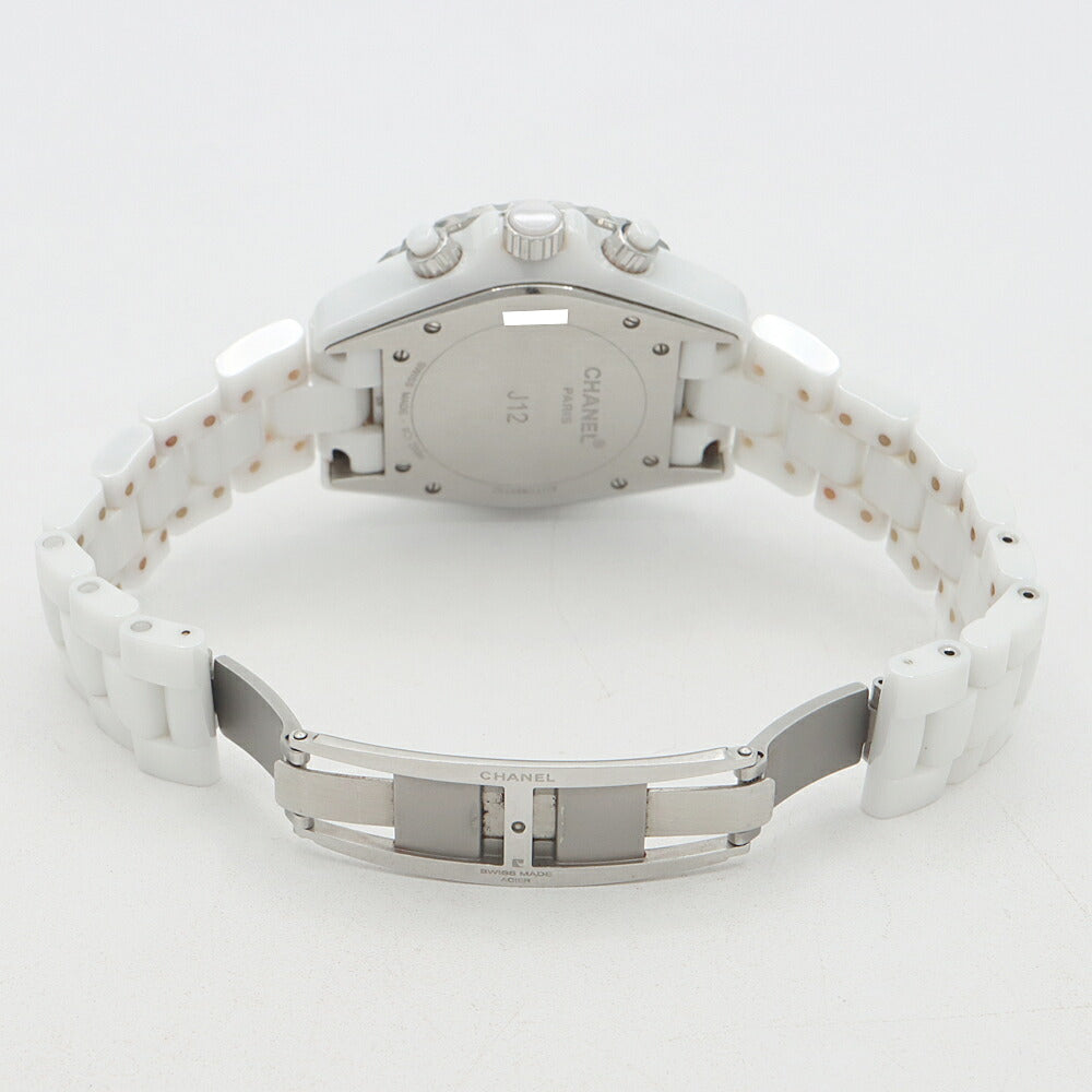 CHANEL シャネル J12 41mm クロノグラフ 2重ダイヤベゼル H2009 9Pダイヤ ダイヤモンド 200m防水 デイト 白 ホワイト CE セラミック SS ステンレス アフターダイヤ メンズ 自動巻き【6ヶ月保証】【腕時計】【中古】