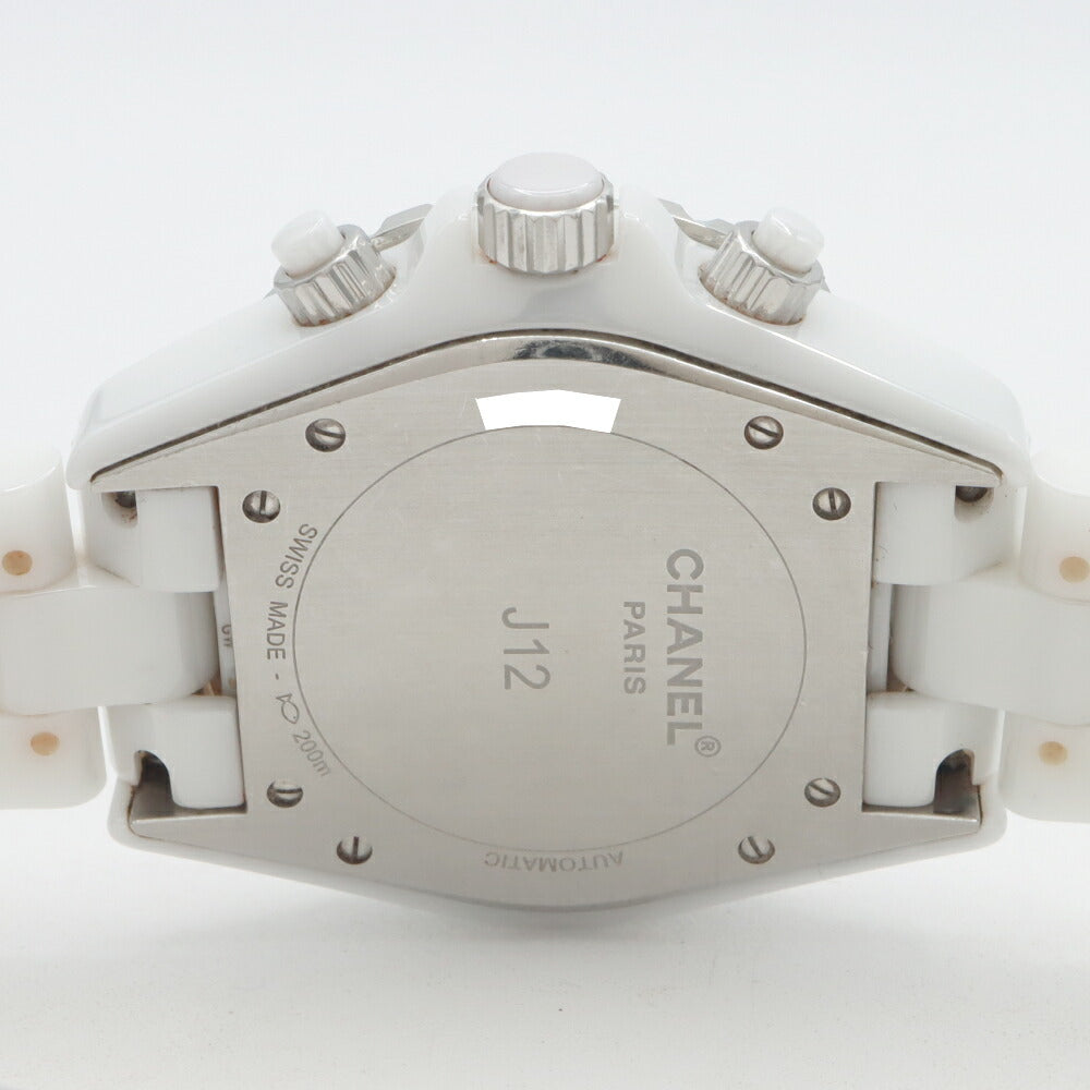 CHANEL シャネル J12 41mm クロノグラフ 2重ダイヤベゼル H2009 9Pダイヤ ダイヤモンド 200m防水 デイト 白 ホワイト CE セラミック SS ステンレス アフターダイヤ メンズ 自動巻き【6ヶ月保証】【腕時計】【中古】