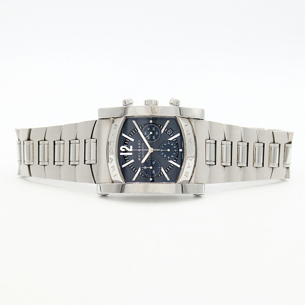 BVLGARI ブルガリ アショーマ クロノグラフ AA48SCH スモールセコンド デイト 黒 ブラック SS ステンレス メンズ 自動巻き【6ヶ月保証】【腕時計】【中古】