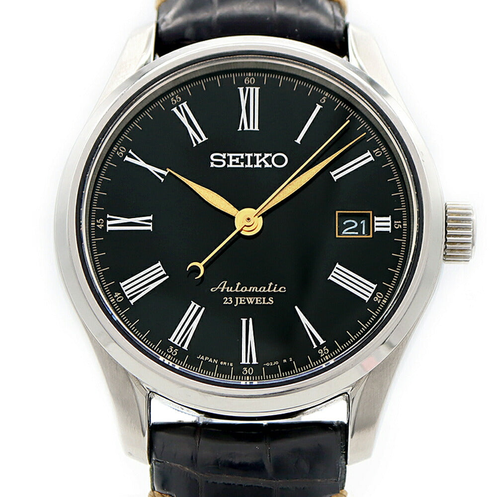 SEIKO セイコー プレサージュ 6R15-03E0 SARX029 デイト 裏スケ 黒 ブラック SS ステンレス 純正ベルト 純正尾錠 メンズ 自動巻き【6ヶ月保証】【腕時計】【中古】