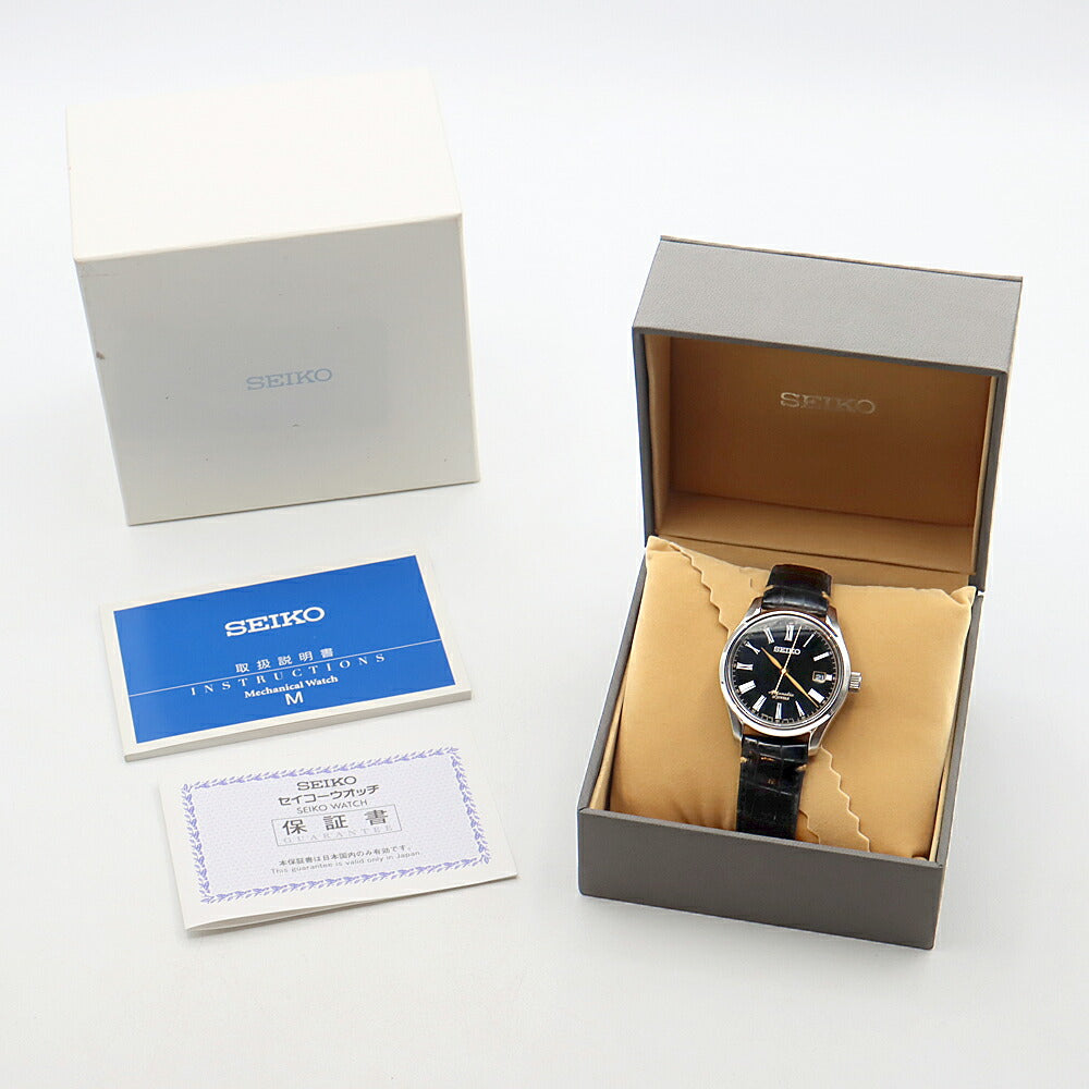 SEIKO セイコー プレサージュ 6R15-03E0 SARX029 デイト 裏スケ 黒 ブラック SS ステンレス 純正ベルト 純正尾錠 メンズ 自動巻き【6ヶ月保証】【腕時計】【中古】