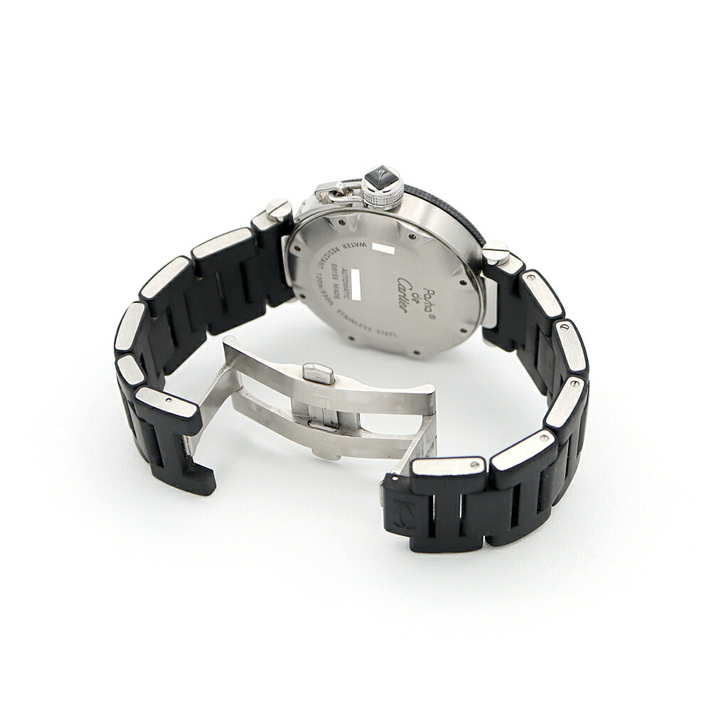 Cartier カルティエ パシャ シータイマー W31077U2 100m防水 デイト 黒 ブラック SS ステンレス メンズ 自動巻き【6ヶ月保証】【腕時計】【中古】