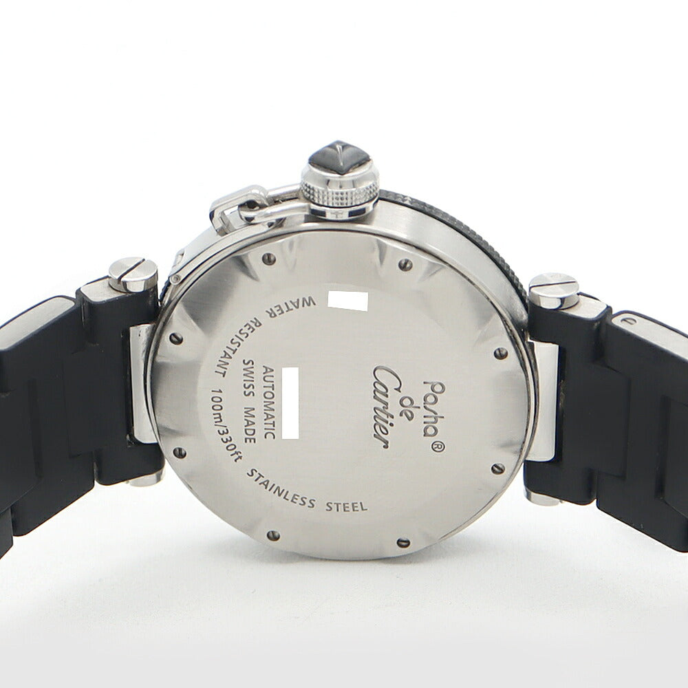 Cartier カルティエ パシャ シータイマー W31077U2 100m防水 デイト 黒 ブラック SS ステンレス メンズ 自動巻き【6ヶ月保証】【腕時計】【中古】