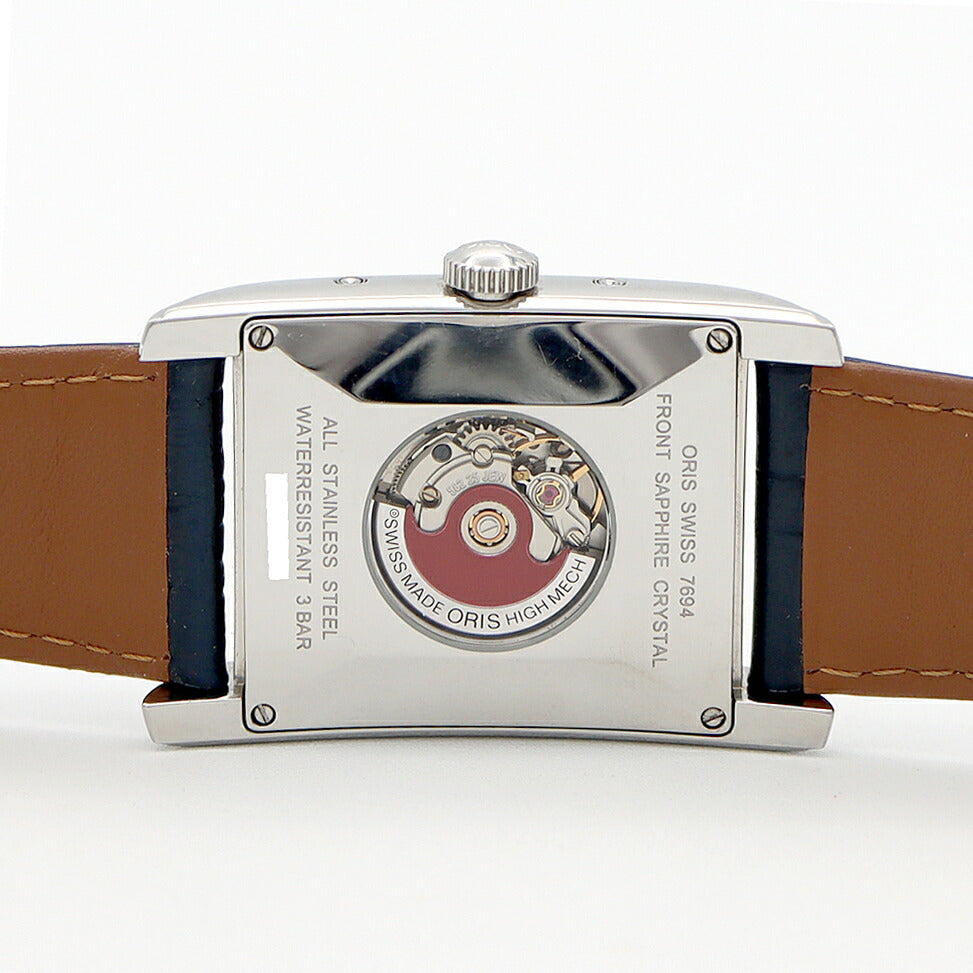 Internally inspected ORIS Rectangular Complication 7694 Moon Phase Day Date 30m Water Resistant Back Skelton Silver SS Stainless Steel Genuine Belt Genuine Buckle Men's Automatic Winding [6 Month Warranty] [Watch] [Used]