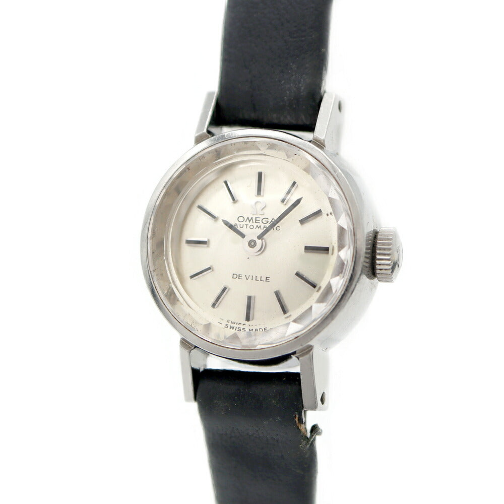 OMEGA オメガ デビル DeVille カットガラス 551.038 Cal.661 24石 シルバー SS ステンレス 純正尾錠 レディース 自動巻き アンティーク ヴィンテージ デヴィル【腕時計】【中古】