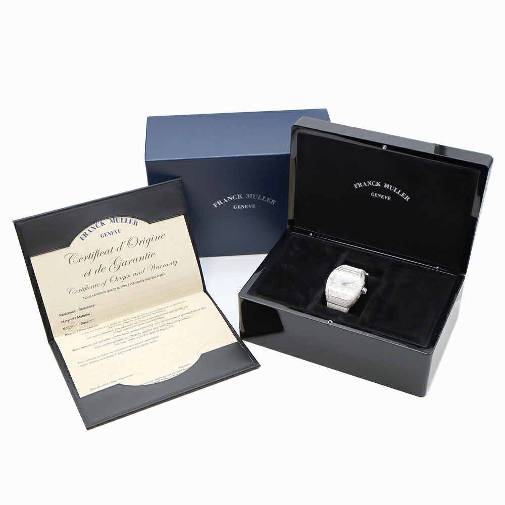 FRANCK MULLER フランクミュラー ヴァンガード ダイヤベゼル ダイヤ文字盤 V45SCDT ACNR ダイヤモンド 30m防水 デイト SS ステンレス 純正ベルト 純正バックル尾錠 アフターダイヤ メンズ 自動巻き【6ヶ月保証】【中古】【腕時計】