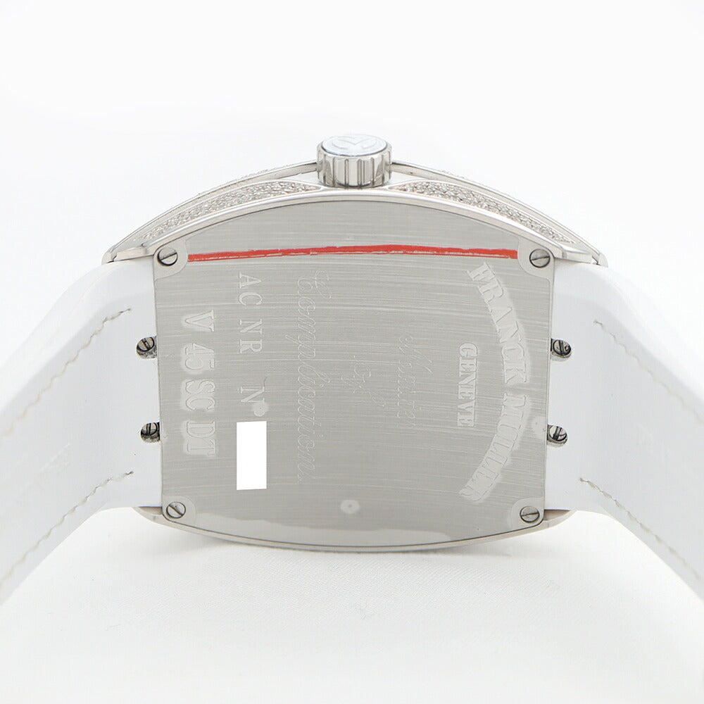 FRANCK MULLER フランクミュラー ヴァンガード ダイヤベゼル ダイヤ文字盤 V45SCDT ACNR ダイヤモンド 30m防水 デイト SS ステンレス 純正ベルト 純正バックル尾錠 アフターダイヤ メンズ 自動巻き【6ヶ月保証】【中古】【腕時計】
