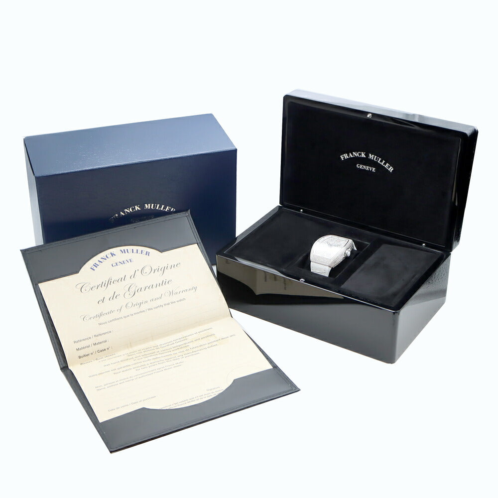 FRANCK MULLER フランクミュラー ヴァンガード ダイヤベゼル ダイヤ文字盤 V45SCDT ACBRNR ダイヤモンド 30m防水 デイト SS ステンレス 純正ベルト 純正バックル尾錠 アフターダイヤ メンズ 自動巻き【6ヶ月保証】【中古】【腕時計】