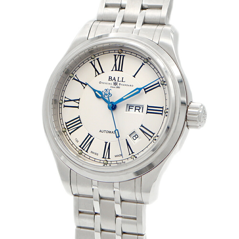 BALL ボール ウォッチ トレインマスター ローマン NM1058D デイデイト 裏スケ 50m防水 シルバー SS ステンレス メンズ 自動巻き【6ヶ月保証】【腕時計】【中古】